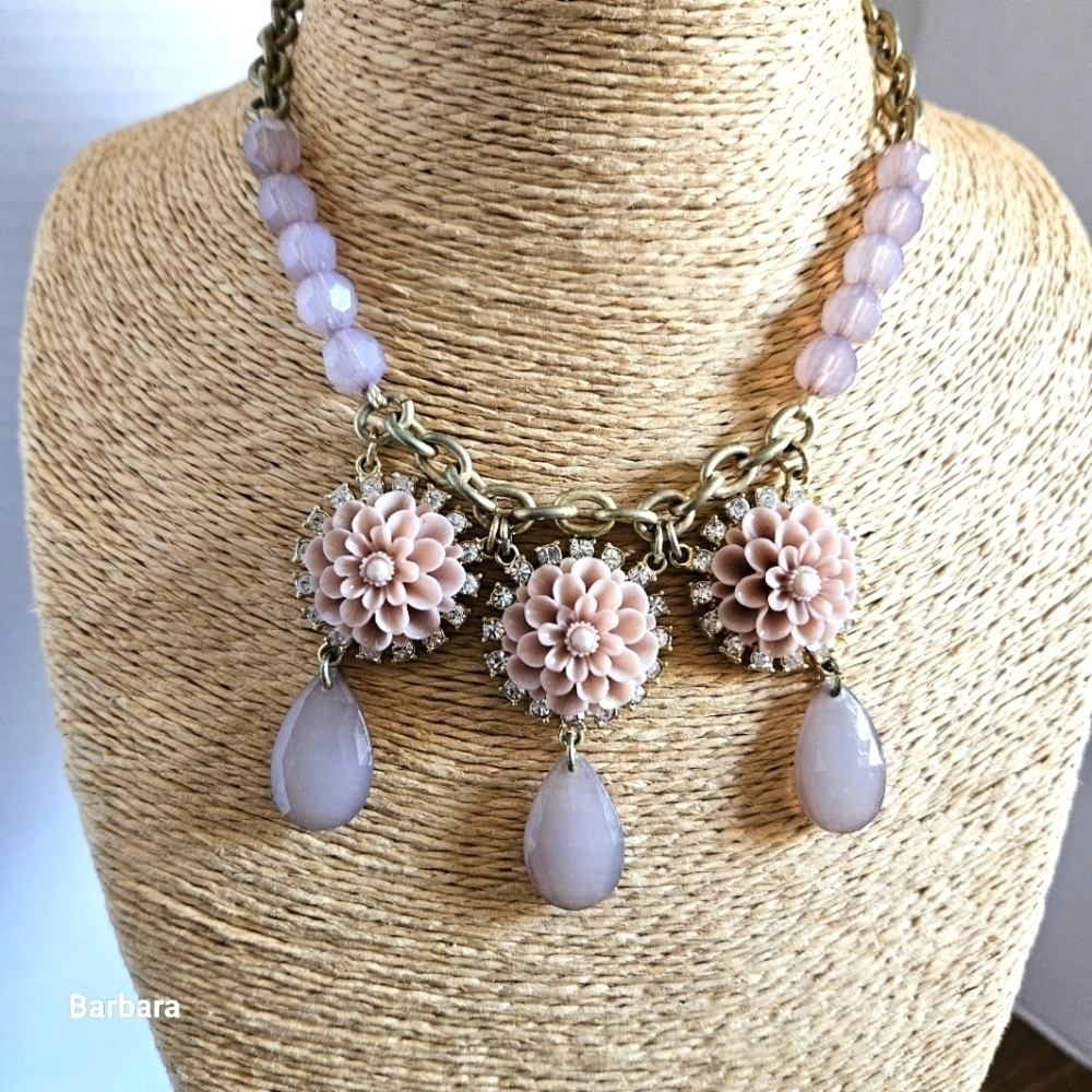 Lia Sophia Retired "Exotic Bloom" Statement Bib Necklace